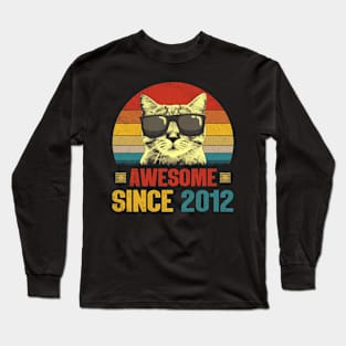 Awesome Since 2012 12th Birthday Gifts Cat Lover Long Sleeve T-Shirt